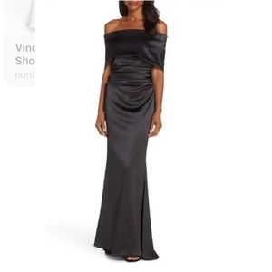 Vince Camuto Black Off-Shoulder Gown for Weddings